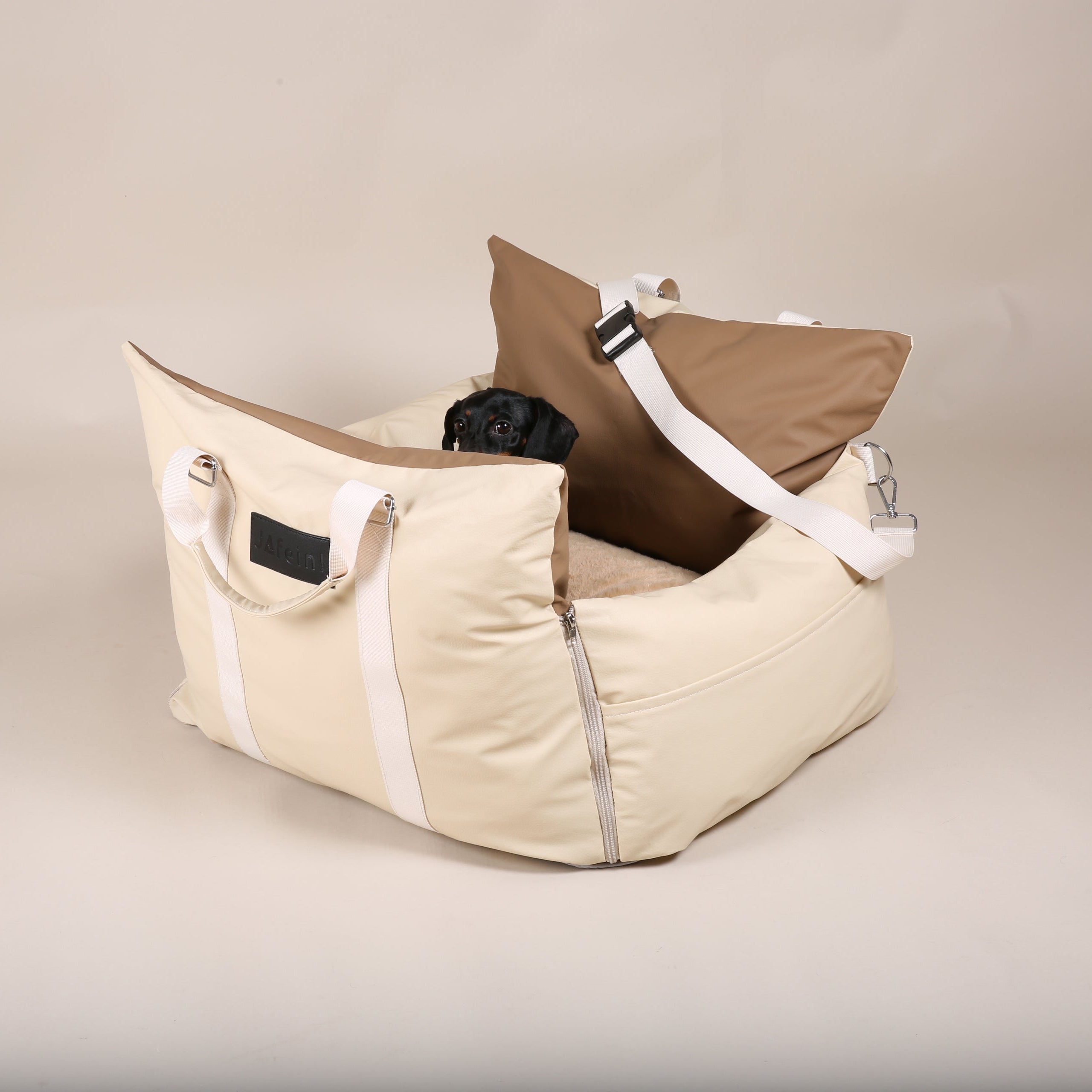 JAfein! Hundeautositz Toulouse Tour tragbar Greige
