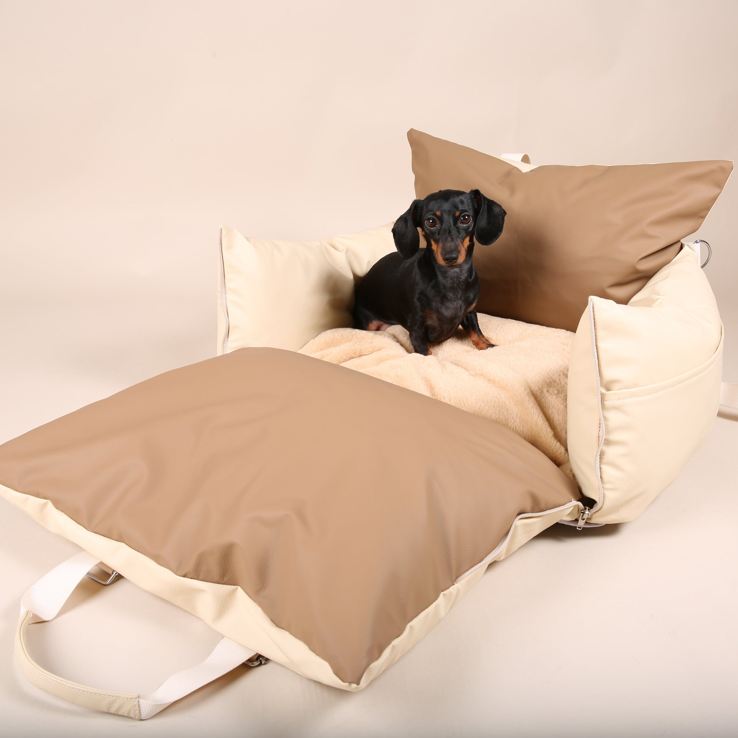 JAfein! Hundeautositz Toulouse Tour tragbar Greige