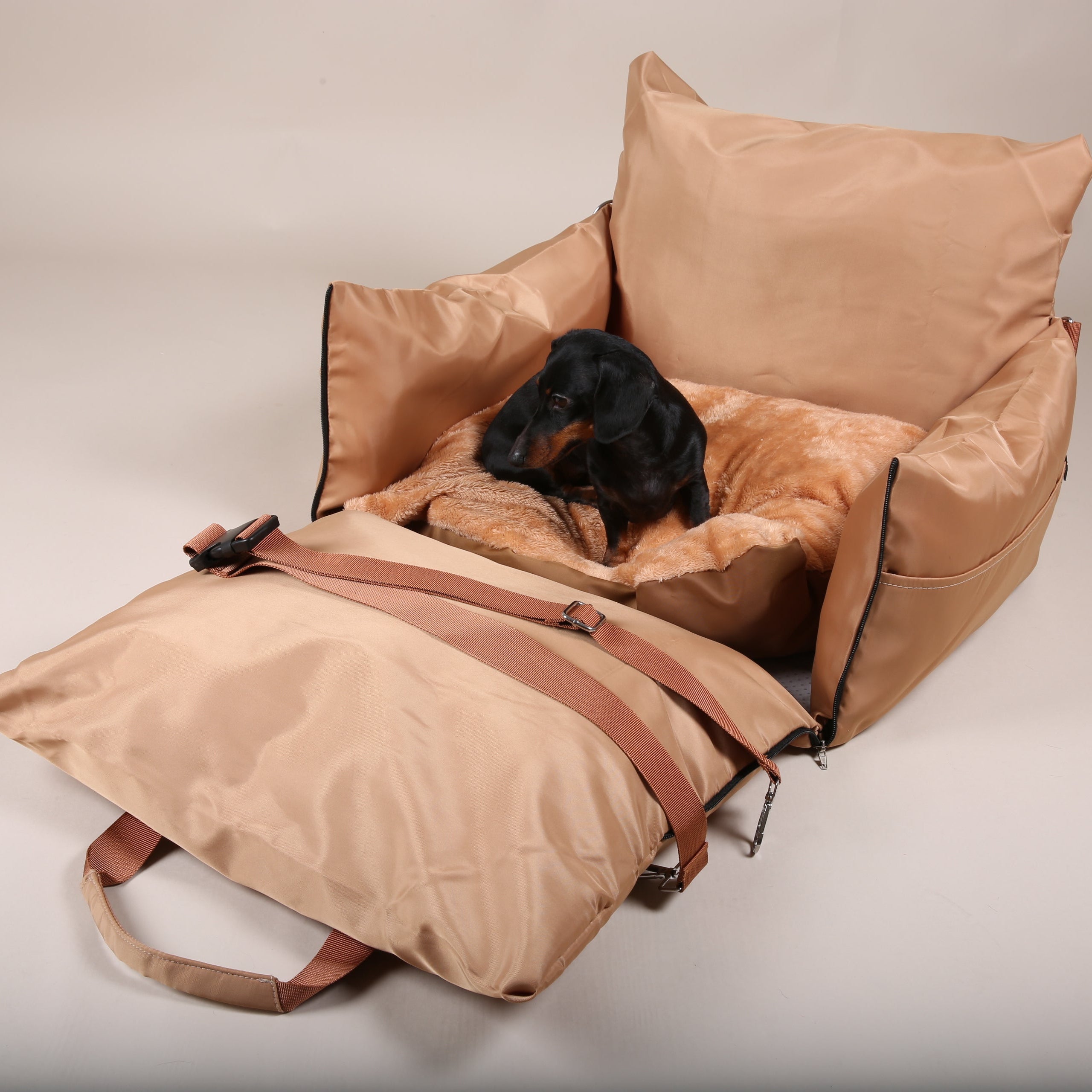 JAfein! Hundeautositz Toulouse Tour tragbar Camel